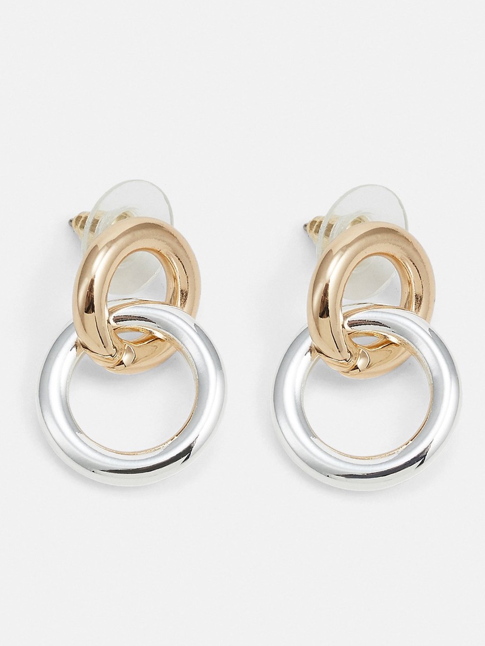 Lauren Ralph Lauren Two Tone Circle Link Drop Earrings, Silver/Gold - Picture 2 of 6